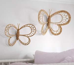 Decoración Bohemia de Ratán Natural, Juego de Mariposas para Niños, Adorno de Pared, Trenzado a Mano, Accesorios para Cuarto de Bebé, Arte y Manualidades - Product Image 2