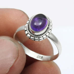 Brilliant Oval Cut Natural Amethyst Gemstone <b>Ring</b> In 925 Sterling Silver Handmade Wedding <b>Statement</b> <b>Ring</b> for Women Boho Jewelry - Product Image 3