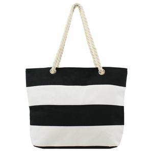 Sac à main de plage en toile pour femmes, cabas à bandoulière avec poignées, en coton rayé, fourre-tout, nouvelle collection, commande en ligne - Product Image 3