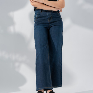 Jeans pour femmes grandes tailles OEM en denim extensible, taille haute, en coton, coupe skinny et évasée, vente en gros, mode féminine, jeans larges - Product Image 4