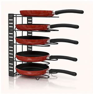 Factory Price 5 Tier <b>Pots</b> and Pans Organizer Rack for Kitchen Cabinet Metal Cookware Storage Stand & Frying Pan <b>Holder</b> - Product Image 1