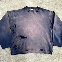 T-shirt déchiré pour homme, style vintage grunge, délavé, surdimensionné, streetwear, décontracté, en coton, tendance