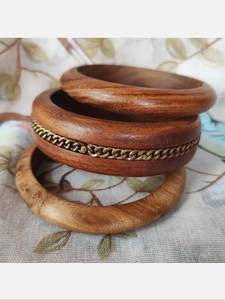 Elegant Wooden Bangles With Chain Daily Wear Festival Party Vintage <b>Boho</b> Customized Eco Friendly Christian Fashion Jewelry Cuff - Product Image 1