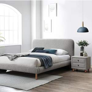 2-Drawer Grey Boucle Upholstered <b>Nightstand</b> Elegant <b>Nightstands</b> Collection - Product Image 6