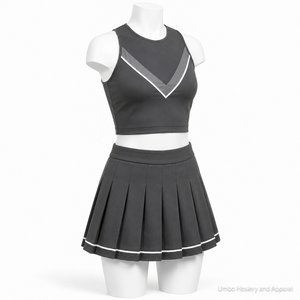 Tenues de cheerleading pour équipes adultes et filles, ensembles sans manches, tenue scolaire personnalisée, robe de cheerleading 100% polyester pour costumes sportifs - Product Image 2