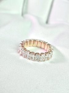New Trendy Radiant Cut Moissanite Diamond Hip Hop Style <b>Ring</b> Comes with U-Prong Setting Full <b>Eternity</b> Band for Women Wholesale - Product Image 6