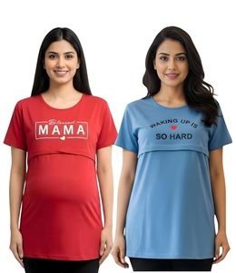 Camiseta de Maternidad Proud Mom para Mujer, Cuello Redondo, Manga Corta, Informal, Estampada, Azul y Rosa, Transpirable, Ajuste Cómodo - Product Image 3