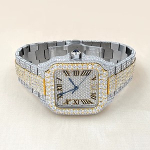 Montre de luxe entièrement sertie de diamants Moissanite VVS, mouvement automatique numérique, bracelet en acier inoxydable, montre à quartz Hip Hop avec diamants - Product Image 5