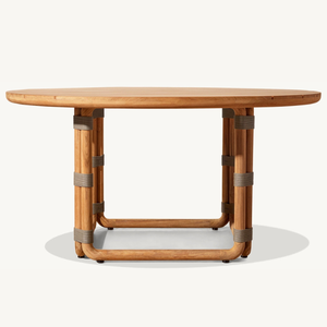 Table ronde en teck écologique, en promotion, idéale pour une utilisation intérieure durable. - Product Image 1