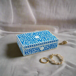 Green Bone Inlay <b>Trinket</b> Storage <b>Box</b> Handmade Luxury Wooden Accessory Organizer with Geometric Pattern - Product Image 3