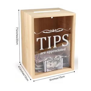 Caja de bambú hecha a mano con cerradura, cubo de donaciones rústico y contenedor de efectivo para bartenders y músicos, venta al por mayor desde Vietnam - Product Image 2