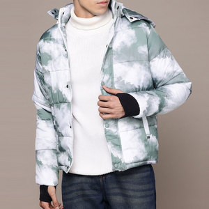 Blouson d'hiver matelassé décontracté pour hommes, couleur unie, avec logo personnalisé, chaud et épais, fermeture éclair, respirant – Vente en gros - Product Image 1