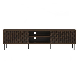 Mueble de TV de Lujo Delgado de 1.6M en Madera de Nogal con Base de Metal Negro para Apartamentos Modernos, Mueble Compacto para Sala de Estar - Product Image 4