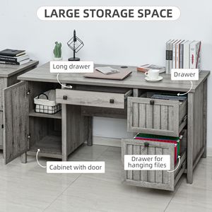 Scrivania Direzionale Vintage Grigia con 3 Cassetti, Arredo Pieghevole per Ufficio Domestico e Archiviazione Documenti - Product Image 4