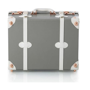 Cute Pu Overnight Vintage Trunk Box for Women with Combination Locks, <b>Light</b> <b>Grey</b> Leather Trunk Box - Product Image 1