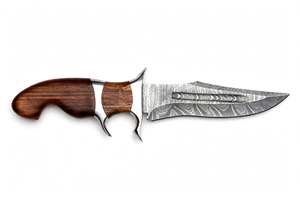 Couteau utilitaire à lame fixe en acier Damas fait main, manche ergonomique en bois, outil de découpe de viande pour barbecue en extérieur - Product Image 4