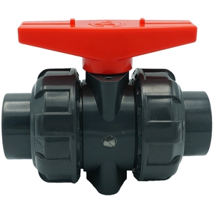 Vanne à boisseau sphérique PVC Kansaikako de type union, résistante à la corrosion, raccords par soudure à solvant, taille de port 65A, support OBM personnalisé, Japon - Product Image 1