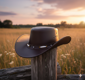 Sombrero de Vaquero de Cuero Personalizado con Diseño a Rayas para Adultos Unisex - Uso en Playa e Invierno - Product Image 2