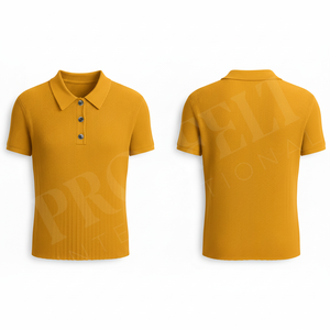 Polo côtelé personnalisé avec logo brodé, manches courtes, coupe ajustée décontractée, mélange de coton respirant, mode estivale, couleur unie - Product Image 3