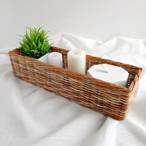 <b>Rectangle</b> Shape Rattan <b>Storage</b> <b>Basket</b> Organizer Perfect for Cosmetics Drinks Jewelry and Household Essentials From India - Product Image 1