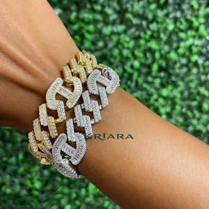 กำไลข้อมือเพชรเลี้ยงในห้องปฏิบัติการ 925 ชุบทอง 18K ทรงกลมเจียระไนแบบบริลเลียนท์ สไตล์ฮิปฮอป สำหรับทุกเพศ ใส่ได้ทุกวัน - Product Image 4