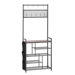 Scarpiera autoportante a 4 livelli da 70,9 pollici con ganci, tasca laterale, scaffale in filo metallico, appendiabiti e portaoggetti per scarpe - Product Image 1