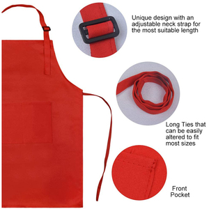 Delantal Unisex Rojo de Algodón con Bolsillo para Restaurante o Bar, Correas Ajustables, Manga Corta, Cierre a Presión, Uniforme para Camareros - Product Image 5
