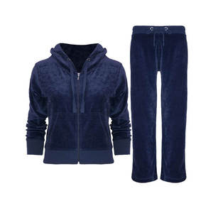 Unisex Gray Velour Tracksuit Hooded Drawstring <b>Jacket</b> Jogger Set Casual Winter Sportswear Full Sleeve Solid Color Pants Side - Product Image 3