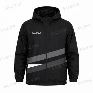 Custom <b>Men</b>’s <b>Windbreaker</b> <b>Black</b> Jacket Set Lightweight Hooded Running Sportswear Sublimation Training Jogging Tracksuit OEM - Product Image 3