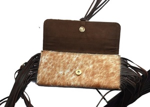 Genuine Leather Zipper Clutch Fur Purse Wallet Handbag Organizer for <b>Women</b> Hand Tooling Real Cowhide Clutch - Product Image 6