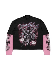 Camiseta de Manga Larga con Cuello Redondo, Diseño Gráfico de Hip Hop y Rock, Doble Capa, Personalizada con Serigrafía, de Alta Calidad - Product Image 3