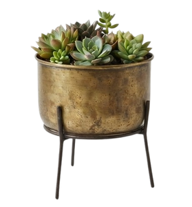 Grand pot de fleurs en fer noir avec support, pot de fleurs en bronze, décoration de jardin, accessoires d'extérieur, balcon - Product Image 3