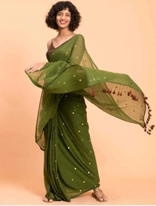 Sarees de Mezcla de Algodón con Estampado Animal, Tejidos a Mano, para Fiestas de Verano, Sin Arrugas y de Secado Rápido - Product Image 2