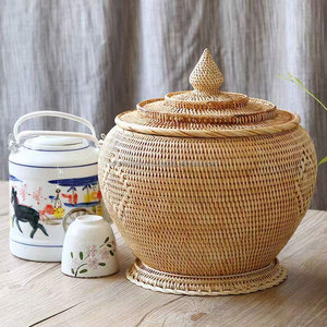 Natural Vietnam Rattan <b>Basket</b> Woven Storage <b>Basket</b> for Kitchen <b>Bathroom</b> Customizable Sizes Competitive Price - Product Image 3