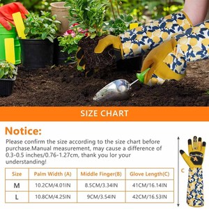 Gants de jardinage anti-épines pour femmes, robustes, pour la taille des roses, en cuir renforcé, compatibles avec les écrans tactiles, longueur jusqu'au coude - Product Image 5