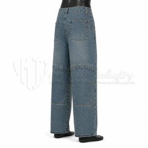 Custom <b>Men's</b> Washed Blue Straight <b>Leg</b> Jeans Wholesale Casual Denim Pants Streetwear Fashion <b>Trousers</b> - Product Image 4
