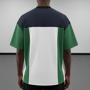 T-shirt Homme Col Rond à Panneaux Colorés et Coutures Contrastantes, Prix de Gros Abordable, Logo Personnalisé Imprimé en Relief, Idéal pour l'Été - Product Image 3