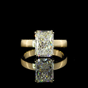 Bague de fiançailles et de mariage solitaire en diamant de laboratoire certifié IGI, taille Radiant, or 10K/14K/18K, argent 925/935, bijoux de luxe - Product Image 1