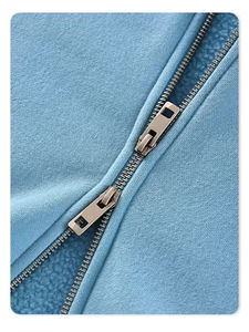 เสื้อฮู้ดดี้ผ้าฟลีซหนา 400gsm แบบซิปคู่เต็มตัว ไม่มีเชือกผูก OEM ซิปสีดำ พิมพ์ลายพัฟ - Product Image 6