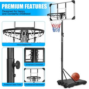 Canestro da Basket Portatile 28 Pollici, Altezza Regolabile 5.6-7 Piedi, Base Stabile con Ruote, per Interni/Esterni, Cerchio Personalizzabile con Logo - Product Image 4