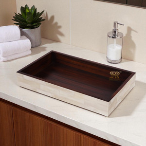 Elegant Bone Inlay Bathroom <b>Tray</b> Handmade <b>Vanity</b> Organizer Countertop Storage for Towels Jewelry Perfume Home Decor - Product Image 5