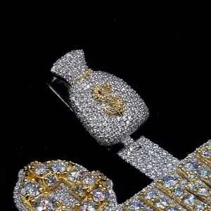 Customized Personal Rapper 3D Jewelry 925 <b>Silver</b> Two Tone <b>Pendant</b> Fully Iced Out Moissanite Letter <b>Initial</b> Hip Hop <b>Pendant</b> Men's - Product Image 4