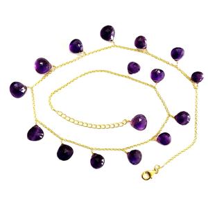 Hecho a mano plata esterlina 925 chapado en oro amatista piedras preciosas fiesta desgaste boda mujeres enlace cadena collar - Product Image 1