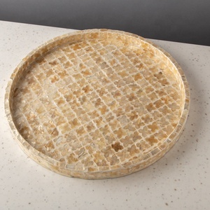 Bandejas para servir perlas para madre de fábrica, fabricante en Vietnam, bandeja redonda amarilla de alta calidad para hotel y restaurante - Product Image 1