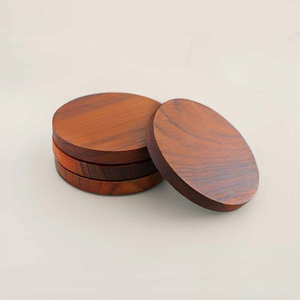 Sous-verres en bois d'acacia personnalisés avec support, décoration de table basse, ensemble de sous-verres en bois d'acacia, sous-verres modernes pour boissons - Product Image 2