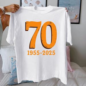 Camiseta de Mujer 70 with Years 1955 2025, Estampado Informal, Tejida, 100% Algodón, Corte Regular - Product Image 4