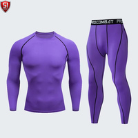 Ensemble Rash Guard Respirant et Écologique à Compression, Manches Longues, Imprimé, Combinaison MMA, Tenue d'Entraînement de Grappling pour la Gym