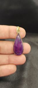 Colgante de Labradorita Natural con Acabado Texturizado, Bañado en Oro sobre Latón, Engastado en Bisel - Product Image 4