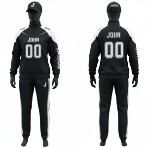 Premium 220 GSM polyester spandex women american football training suit black <b>white</b> contrast panel tracksuit heat transfer logo - Product Image 4