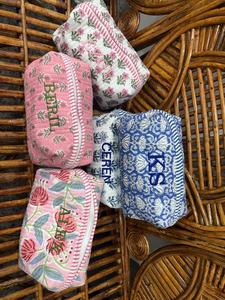 High Quality Floral Cotton Quilted Portable Toiletry Pouches Bridesmaid Gifts Proposal Cosmetic Bag Women Large Capacity - Product Image 2